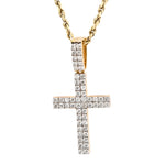 10K Gold Diamond Pendant – Cross with Two Row Round Pointer – 1.00 CTW