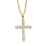 10K Gold Diamond Pendant – Cross with Single Row Illusion Setting – 1.00 CTW
