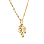 10K Gold Diamond Pendant – Tri-Color Gold Floral Charm with Baguette – 0.60 CTW