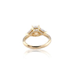 14K Gold Lab Diamond Engagement Ring – Emerald Solitaire with Trillian Side Stone – 3.50 CTW