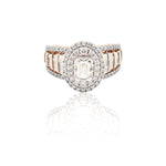14K Gold Diamond Engagement Ring – Emerald with Double Halo & Baguette – 1.46 CTW