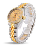 Custom Diamond Bezel Rolex 26MM DateJust Watch – Two Tone 10 Pointer Champagne Dial – 1.50 CTW