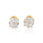 10K Gold Diamond Stud Earring – Four Pointer Flower Cluster – 0.75 CTW