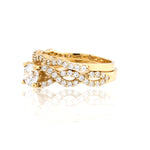 Gold ring with diamonds on a white background