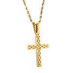 10K Gold Diamond Pendant – Cross with Two Row Round Pointer – 1.00 CTW