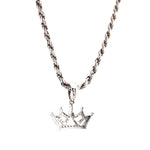 10K Gold Diamond Pendant – Minimalist Royal Princess Crown Accent Charm – 0.20 CTW