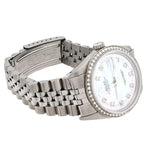 Custom Diamond Bezel Rolex 36MM DateJust Watch – All Steel 10 Pointer MOP Dial – 2.50 CTW