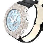 Custom Diamond G-Shock GMB2100 Watch – Iced Out Mosaic Bezel Arctic Blue Face – 8.20 CTW