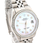 Custom Diamond Bezel Rolex 36MM DateJust Watch – All Steel 10 Pointer MOP Dial – 2.50 CTW