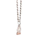 10K Gold Diamond Pendant – Two Tone Royal Queen Crown Accent Charm – 0.20 CTW
