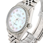 Custom Diamond Bezel Rolex 36MM DateJust Watch – All Steel 10 Pointer MOP Dial – 2.50 CTW