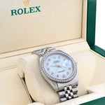 Custom Diamond Bezel Rolex 36MM DateJust Watch – All Steel 10 Pointer MOP Dial – 2.50 CTW