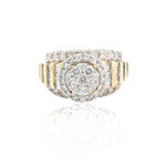10K Gold Diamond Engagement Ring – Round Halo Center with Baguette – 3.00 CTW