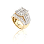 10K Gold Diamond Engagement Ring – Multi-Layer Baguette & Round Cluster – 2.08 CTW