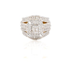 10K Gold Diamond Engagement Ring – Multi-Layer Baguette & Round Cluster – 2.08 CTW