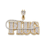 10K Gold Diamond Charm – Custom Two Tone Plug Charm with Baguette – 3.20 CTW