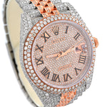 Custom Diamond Rolex 41MM DateJust Watch – Iced Out Two Tone Rose Gold Roman Dial – 18.00 CTW