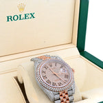 Custom Diamond Rolex 41MM DateJust Watch – Iced Out Two Tone Rose Gold Roman Dial – 18.00 CTW