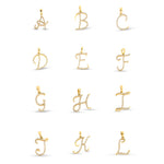 10K Gold Diamond Initial Pendant – Cursive & Script Style A to Z – 0.15 CTW Approx