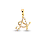 10K Gold Diamond Initial Pendant – Cursive & Script Style A to Z – 0.15 CTW Approx