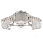 Custom Lab Diamond Cartier 40MM Santos Watch – Iced Out Stainless Steel Roman Dial – 18.00 CTW