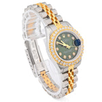 Custom Diamond Bezel Rolex 26MM DateJust Watch – Two Tone 10 Pointer Deep Green Dial – 1.50 CTW