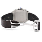 Custom Diamond Cartier 40MM Santos Watch – Iced Out Brown Roman Dial & Leather Strap – 4.50 CTW