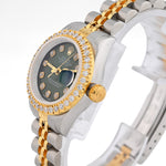 Custom Diamond Bezel Rolex 26MM DateJust Watch – Two Tone 10 Pointer Deep Green Dial – 1.50 CTW