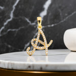 10K Gold Diamond Initial Pendant – Cursive & Script Style A to Z – 0.15 CTW Approx