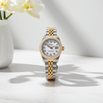 Custom Diamond Bezel Rolex 26MM DateJust Watch – Two Tone 10 Pointer MOP Dial – 1.50 CTW