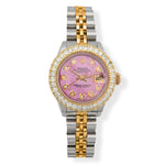 Rolex DateJust 26MM Diamond Bezel - Pink Mop 10-Pointer Dial & 1.50 CTW