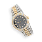 Custom Diamond Bezel Rolex 36MM DateJust Watch – Two Tone 10 Pointer Black Dial – 2.50 CTW