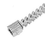 925 Sterling Silver Diamond Bracelet – Cuban Link Round Cluster Setting – 2.90 CTW