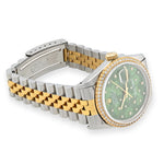 Rolex DateJust 36MM Diamond Bezel - Green Floral Motif Dial & 2.00 CTW