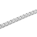 925 Sterling Silver Diamond Bracelet – Round Halo Illusion Tennis Link – 0.15 CTW