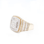 Diamond Men's Ring Nine Pointer Baguette & Round Stone Setting - 10KT Gold & 2.20 CTW
