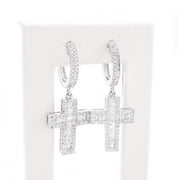 Diamond Dangling Cross Baguette Stone Setting - 10KT Gold & 1.65 CTW