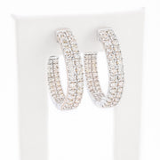 Diamond Hoops Two Row Round Stone Setting - 10KT Gold & 3.00 CTW