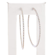 Diamond Hoops Single Row Round Stone Setting - 10KT Gold & 1.50 CTW