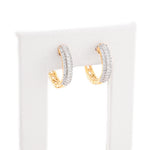 Diamond Hoops Three Row Round Stone Setting - 10KT Gold & 0.50 CTW