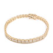 Diamond Tennis Bracelet Baguette & Round Stone Setting - 10KT Gold & 3.99 CTW