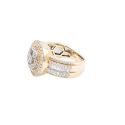 Diamond Men's Ring Four Row Baguette & Round Stone Setting - 10KT Gold & 1.95 CTW