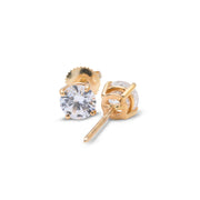 Lab Diamond Solitaire Earring Round Stone Setting - 14KT Gold & 1.0 CTW - 5.0 CTW