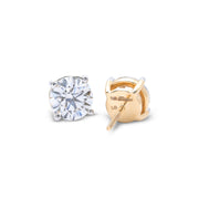 Lab Diamond Solitaire Earring Round Stone Setting - 14KT Gold & 1.0 CTW - 5.0 CTW