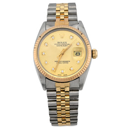 Factory Rolex 36MM DayJust Watch – 10 Pointer Champagne Dial – 18K Yellow Gold & Stainless Steel
