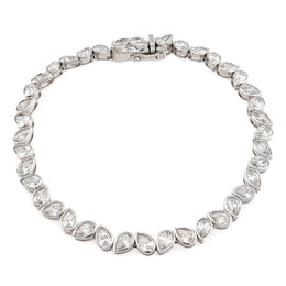 10K Gold Lab Diamond Bracelet – Tennis Link Pear Shape Bezel Setting – 6.38 CTW