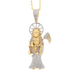 10K Gold Diamond Pendant – Two Tone Grim Reaper with Scythe – 1.50 CTW