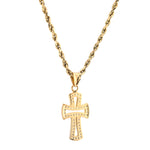 10K Gold Cross Pendant – Cubic Zirconia Openwork Design – 1.10