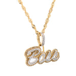 10K Gold Diamond Pendant – Custom Two Tone Boss Script Charm – 0.34 CTW