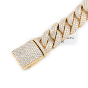 Diamond Cuban Bracelet Curb Three Row Stone Setting - 10KT Gold & 11.40 CTW